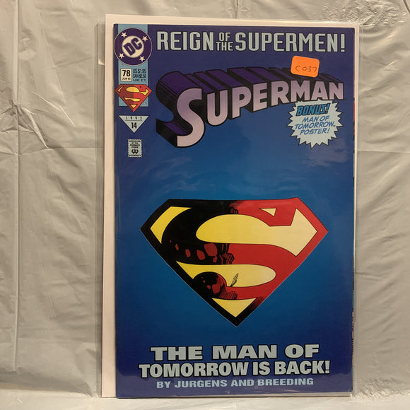 #78 Superman The Man of Tomorrow is Back Reign of the Supermen DC Comics BT 9462