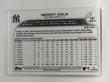 #101 Gerrit Cole  New York Yankees 2022 Topps Opening Day Baseball Card