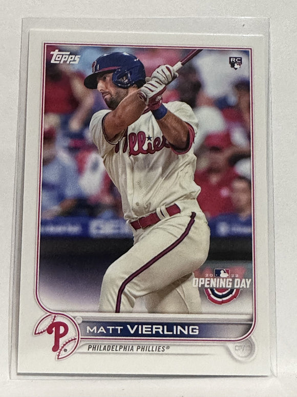 #56 Matt Vierling Rookie Philadelphia Phillies 2022 Topps Opening Day Baseball Card
