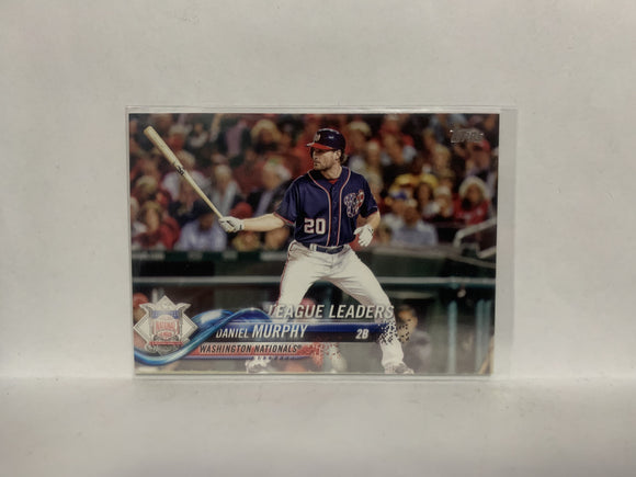 #307 Daniel Murphy League Leaders Washington Nationals 2018 Topps Series 1 Baseball Card NZB