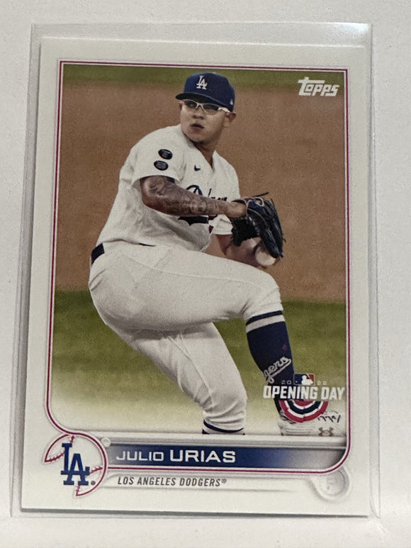 #65 Julio Urias Los Angeles Dodgers 2022 Topps Opening Day Baseball Card