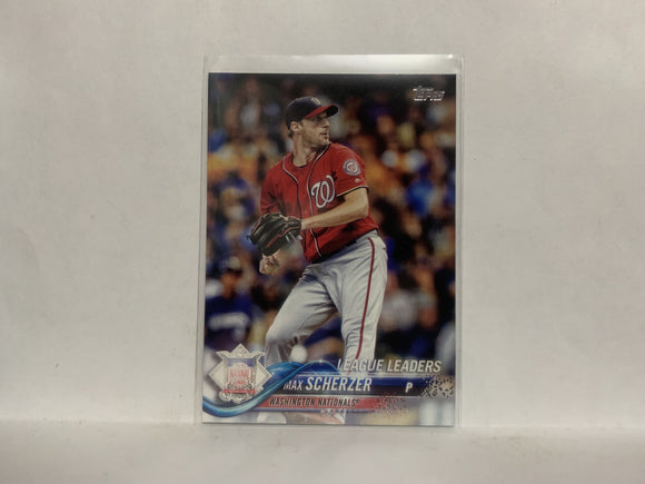 #346 Max Scherzer League Leaders Washington Nationals 2018 Topps Series 1 Baseball Card NZC