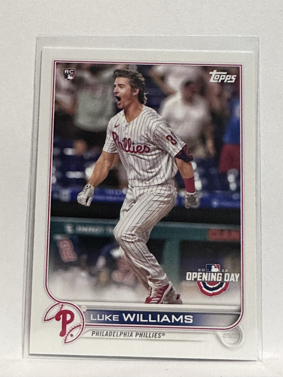 #137 Luke Williams Rookie Philadelphia Phillies 2022 Topps Opening Day Baseball Card