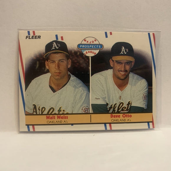 #652 Walt Weiss and Dave Otto Major League Prospects Oakland Athletics 1988 Fleer Baseball Card HE