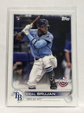 #39 Vidal Brujan Rookie Tampa Bay Rays 2022 Topps Opening Day Baseball Card