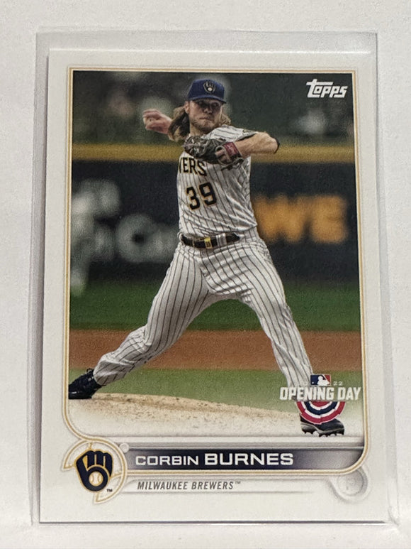 #212 Corbin Burnes Milwaukee Brewers 2022 Topps Opening Day Baseball Card