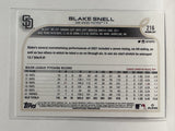 #216 Blake Snell San Diego Padres 2022 Topps Opening Day Baseball Card