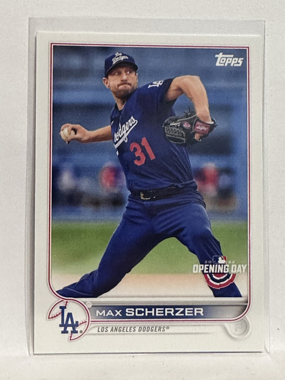 #129 Max Scherzer Los Angeles Dodgers 2022 Topps Opening Day Baseball Card