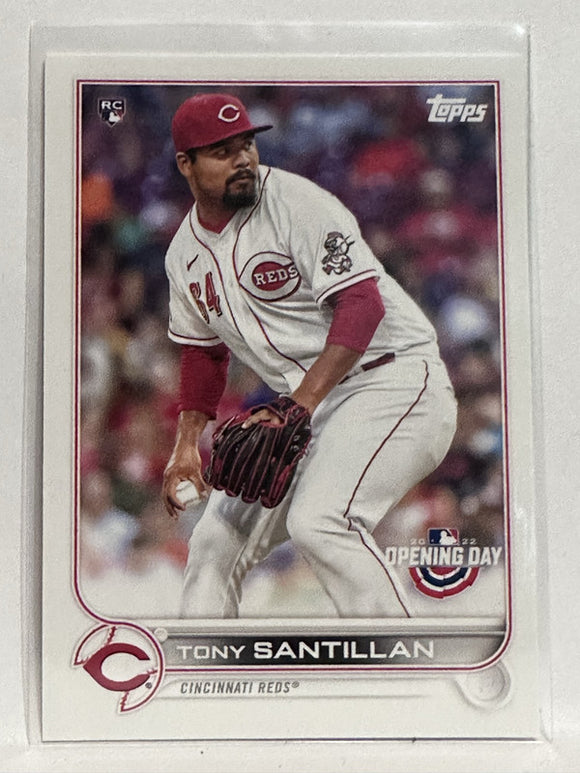 #161 Tony Santillan Rookie Cincinnati Reds 2022 Topps Opening Day Baseball Card