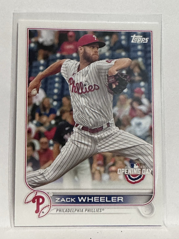 #61 Zack Wheeler Philadelphia Phillies 2022 Topps Opening Day Baseball Card