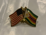 USA Zimbabwe Friendship Flags Lapel Hat Pin CF