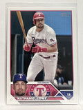 #124 Nathaniel Lowe Texas Rangers 2023 Topps Series One Baseball Card