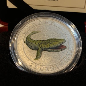 2014 25-cent Coloured Coin Tiktaalik 15895/30000 Prehistoric  RCM Coin AA