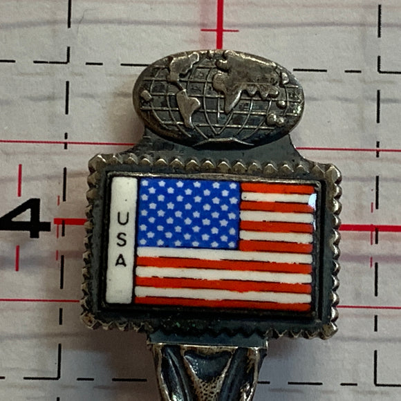 USA Flag Globe NS Souvenir Spoon