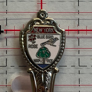 New York Blue Bird Rose Maple Tree NZ Souvenir Spoon