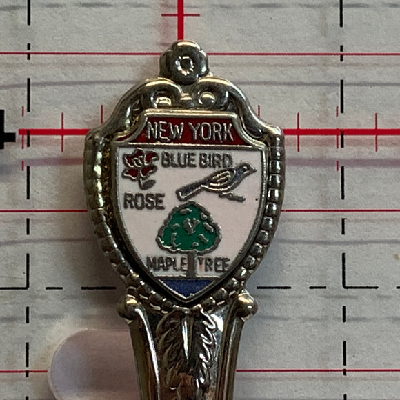 New York Blue Bird Rose Maple Tree NZ Souvenir Spoon